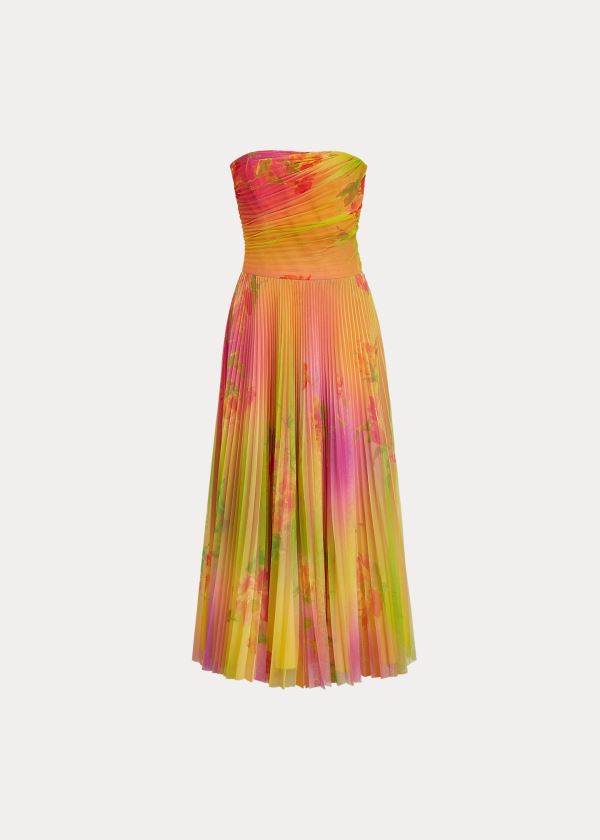 Vestidos Ralph Lauren Mujer Naranjas / Azules / Multicolor - Eloise Ombré-Floral - KEWMF6012